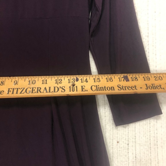 Lauren Ralph Lauren Purple Ruched V Neck 3/4 Sleeve Jersey Dress Size 12 - Picture 8 of 8